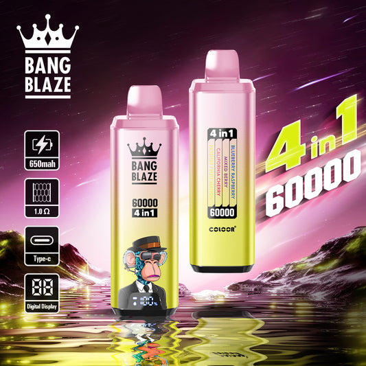 Bang Blaze 60000 Puffs 4-in-1 Vape | Blueberry Raspberry / Mixed Berry / California Cherry / Passion Fruit Mango