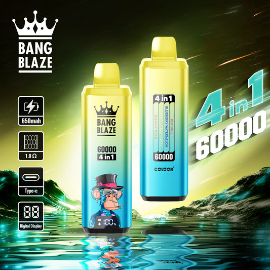 Bang Blaze 60000 Puffs 4-in-1 Vape | Red Rull / Blueberry Watermelon / Sour Apple Raspberry / Gummy Bear