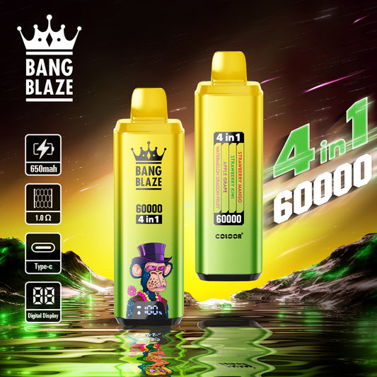 Bang Blaze 60000 Puffs 4-in-1 Vape | Strawberry Mango / Strawberry Kiwi / Apple Grape / Watermelon Dragon Fruit