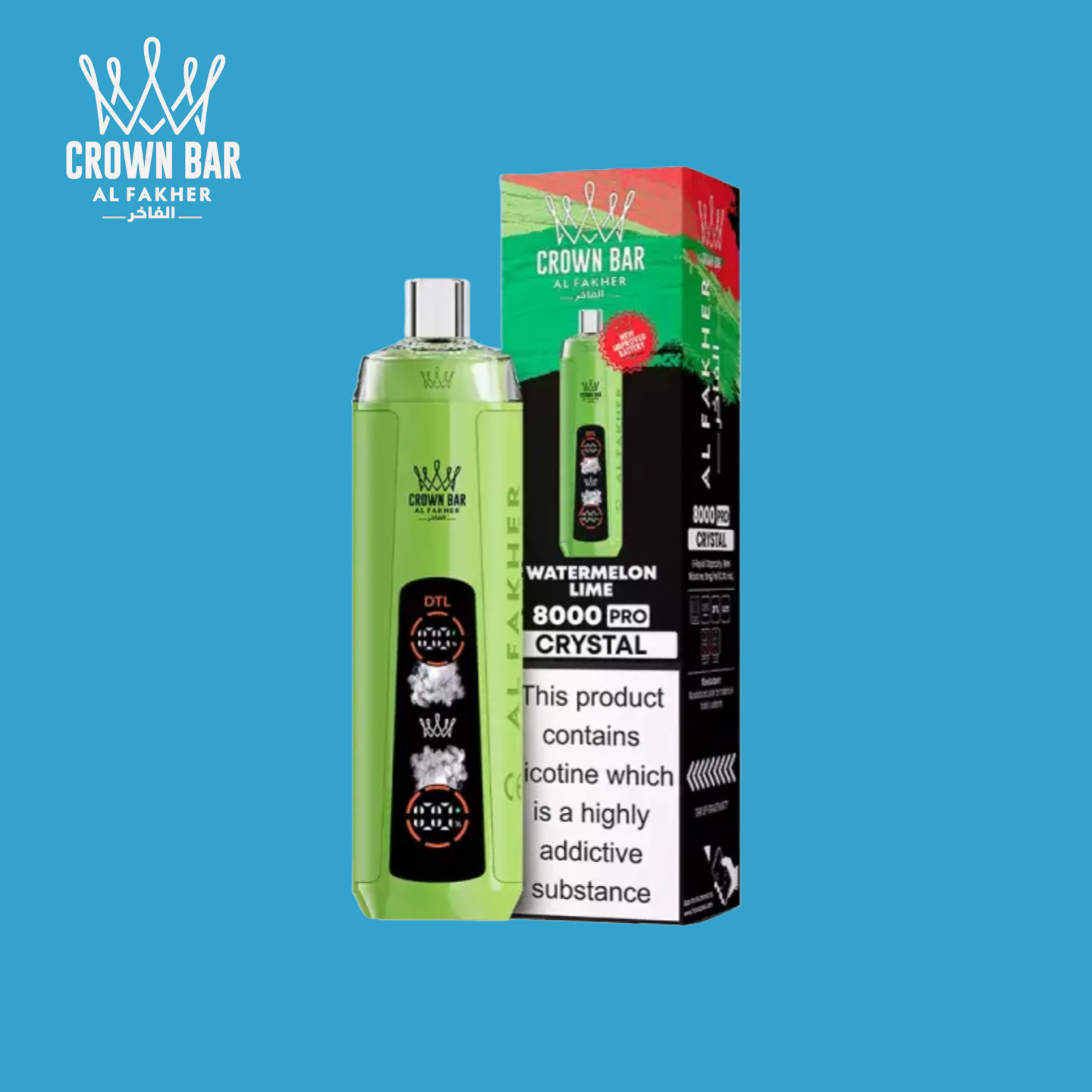 Watermelon Lime Al Fakher Crown Bar 8000 Crystal Vape