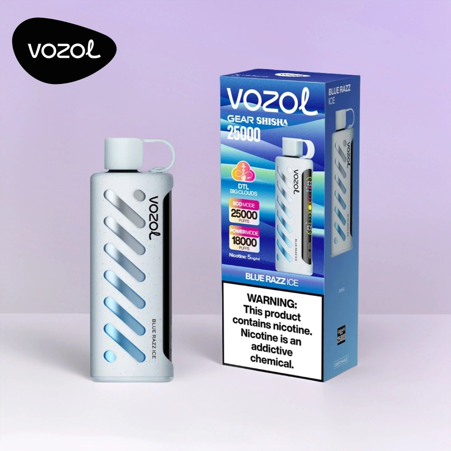 Blue Razz Ice Vozol Shisha 25K Dual-Mode Einweg-Vape