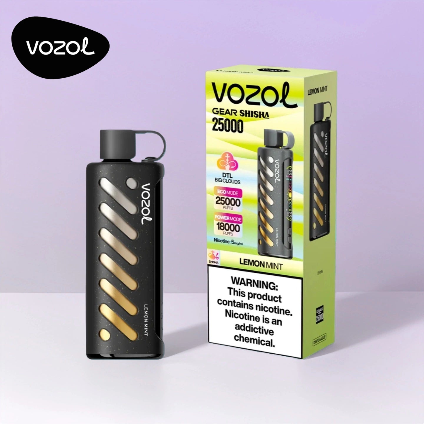Lemon Mint Vozol Gear Shisha 25K Dual-Mode Einweg-Vape