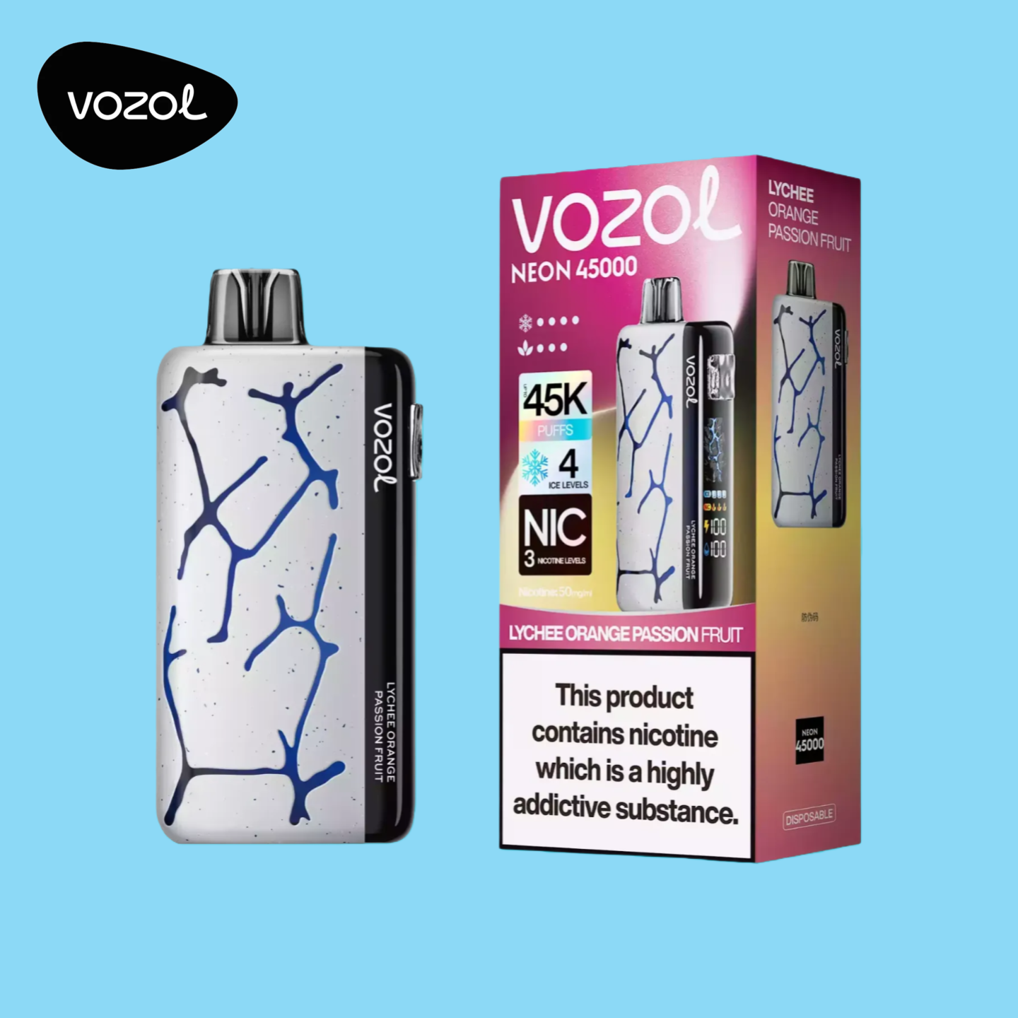Vozol Neon 45000 Lychee Orange Passion Fruit