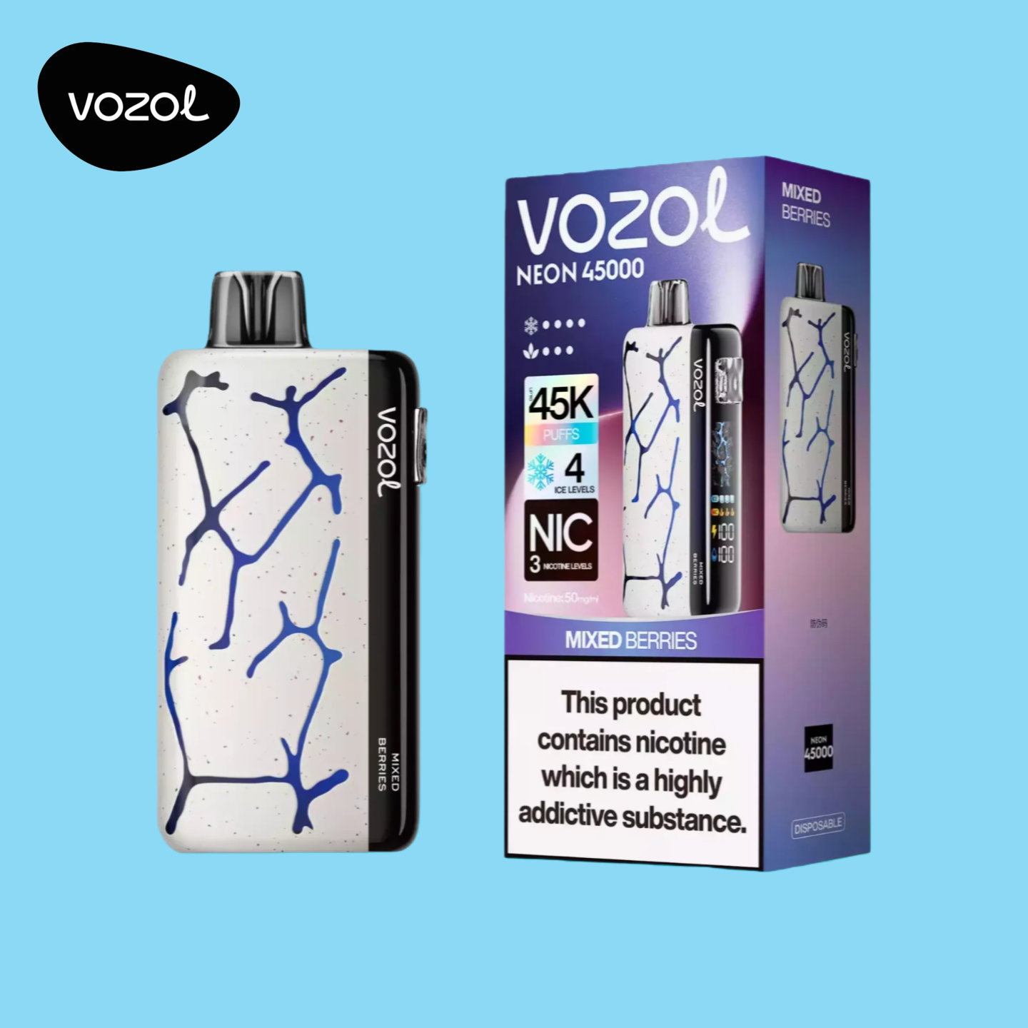 Vozol Neon 45K Züge Mixed Berries Vape