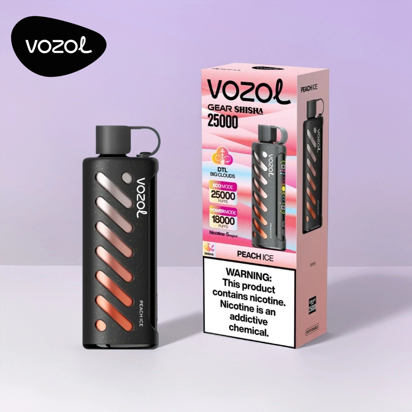 Vozol Gear Shisha 25000 Puffs - Peach Ice