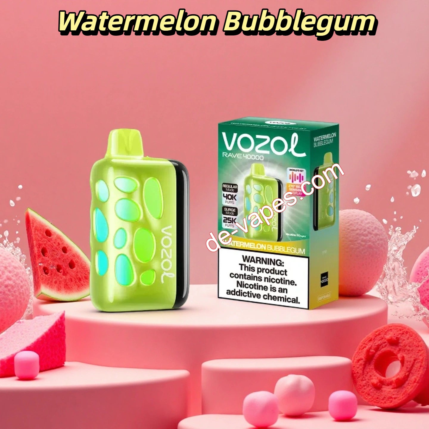 Watermelon Bubblegum Vozol Rave Vape 40000