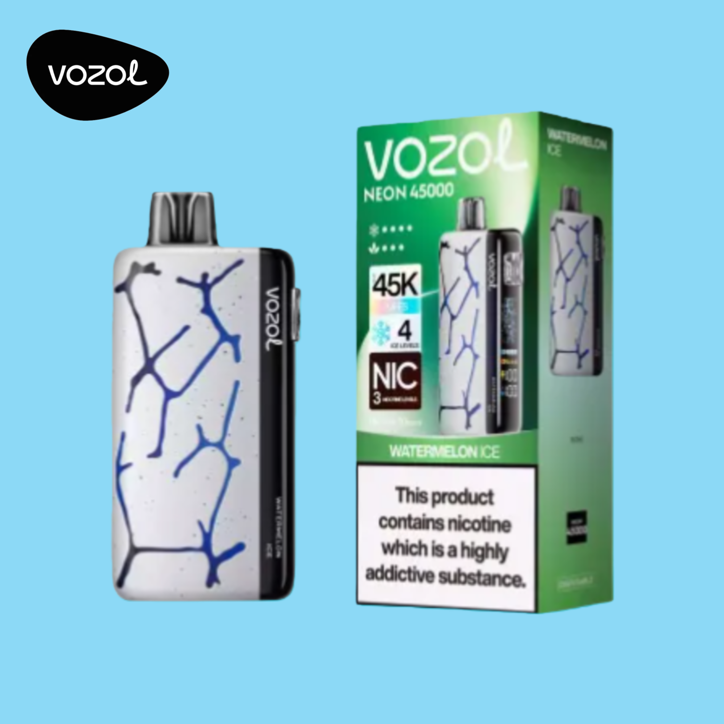 Vozol Neon 45000 Watermelon Ice Vape
