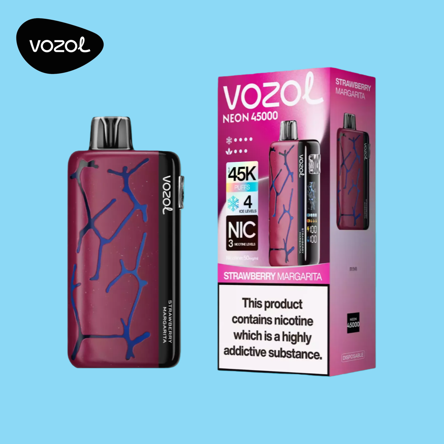 Vozol Neon 45000 Strawberry Margarita Vape