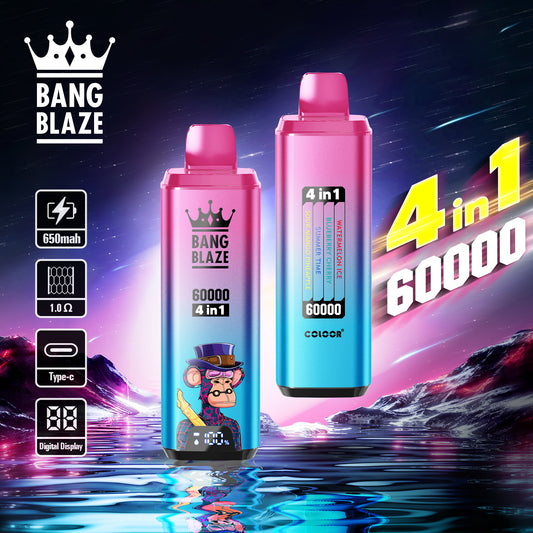 Bang Blaze 60K 4in1 Vape | Watermelon Ice / Blueberry Cherry / SummerTime / Sour Mango Pineapple