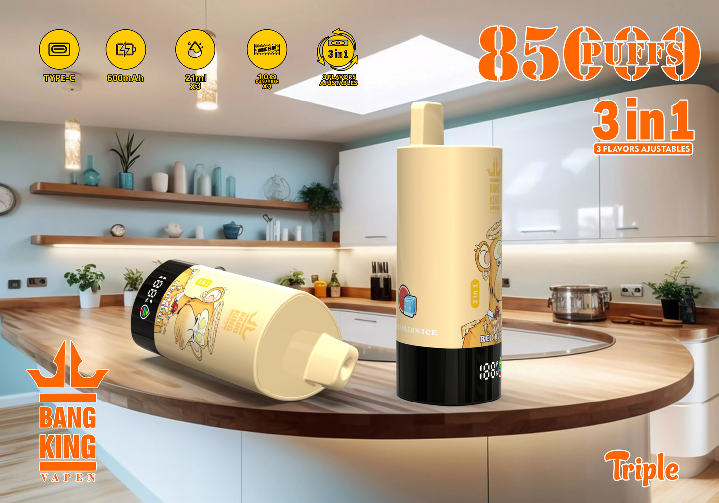 Bang King Triple 85K 3-in-1 Einweg-Vape