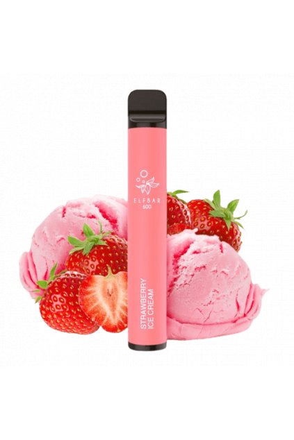 20 mg ELF BAR 600 Vape desechable - Strawberry Ice Cream