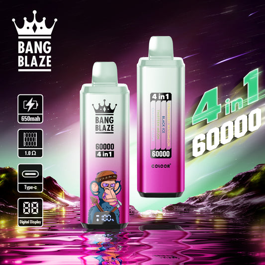 Bang Blaze 60K 4-in-1 Vape | Strawberry Watermelon / Black Ice / Thirteen Melon / Cranberry Grape