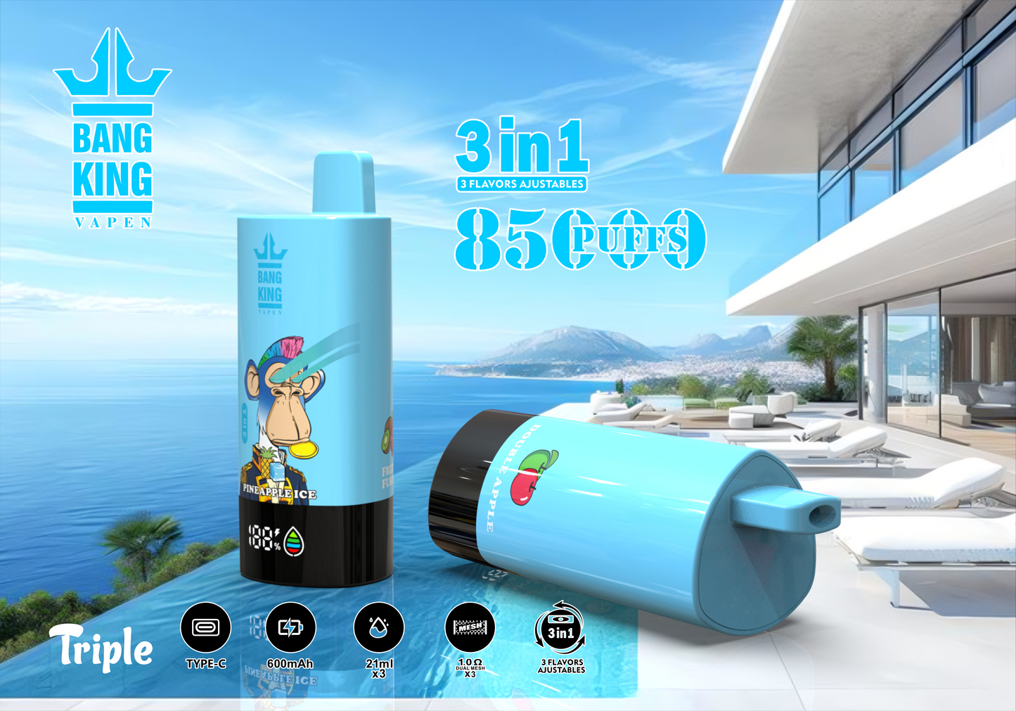 Bang King Triple 85K 3-in-1 Einweg-Vape