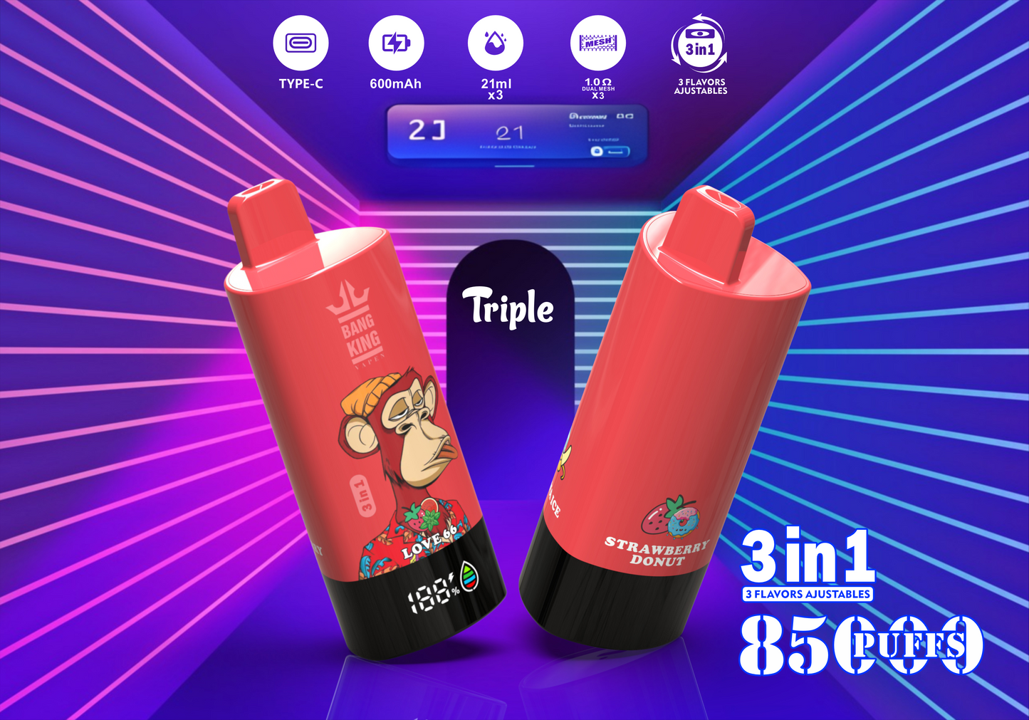Bang King Triple 85K 3-in-1 Einweg-Vape
