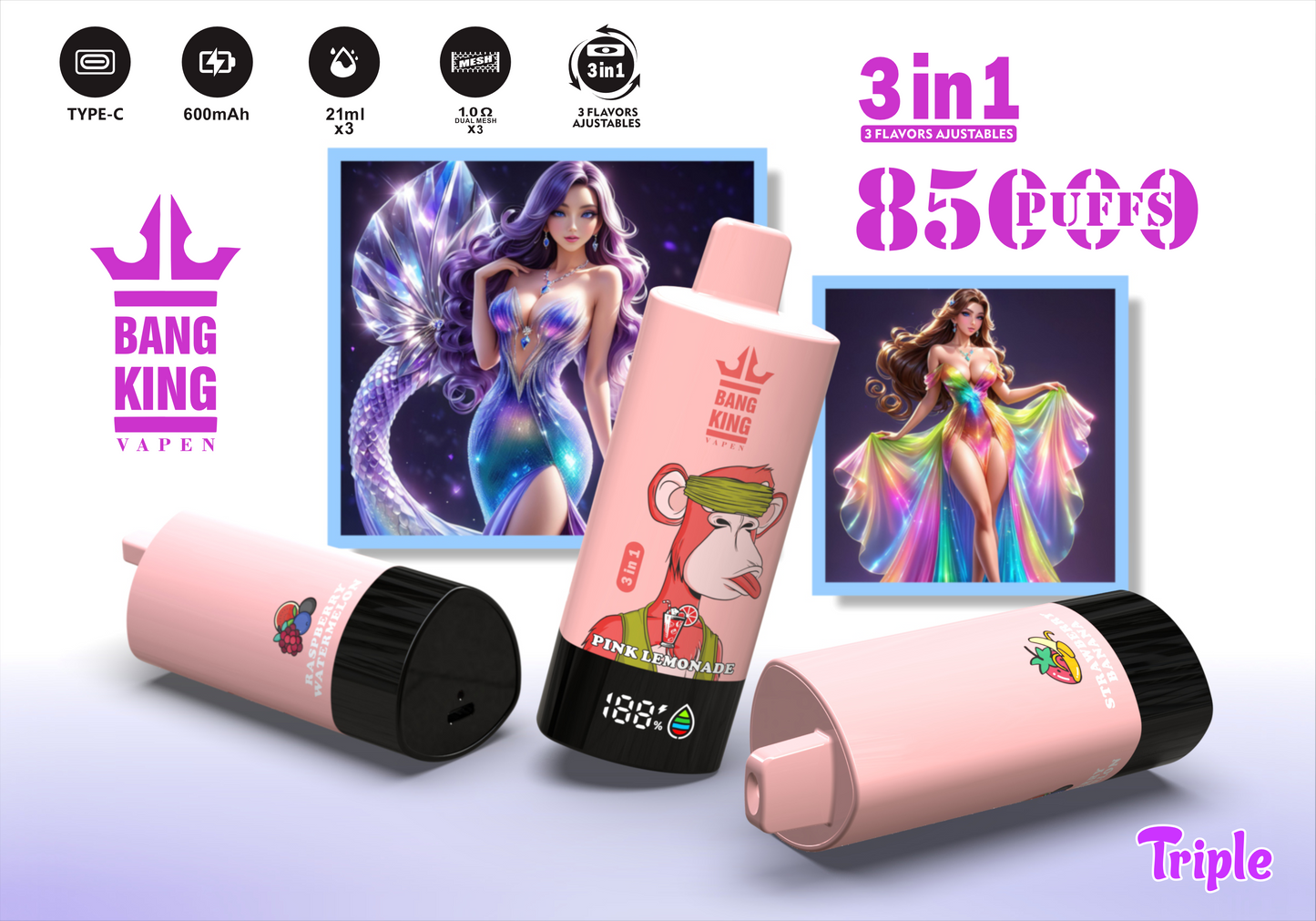 Bang King Triple 85K 3-in-1 Einweg-Vape