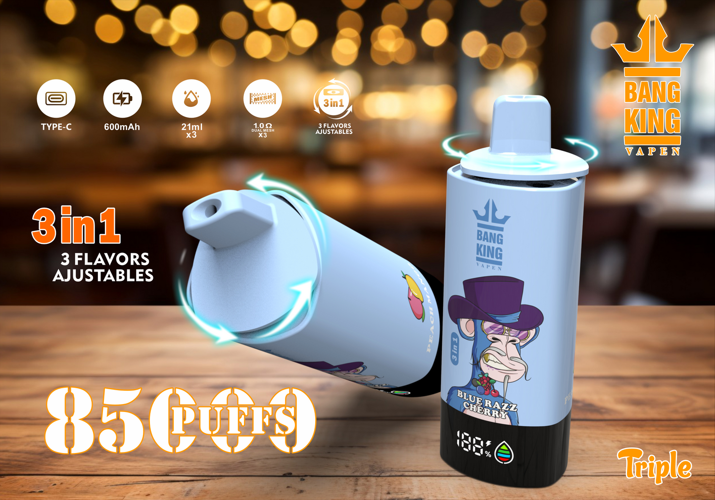 Bang King Triple 85K 3-in-1 Einweg-Vape