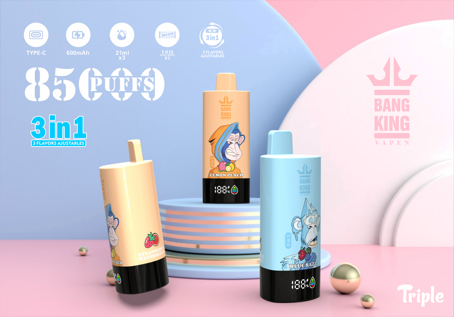 Bang King Triple 85K 3-in-1 Einweg-Vape