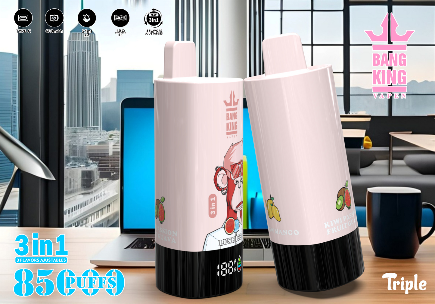 Bang King Triple 85K 3-in-1 Einweg-Vape