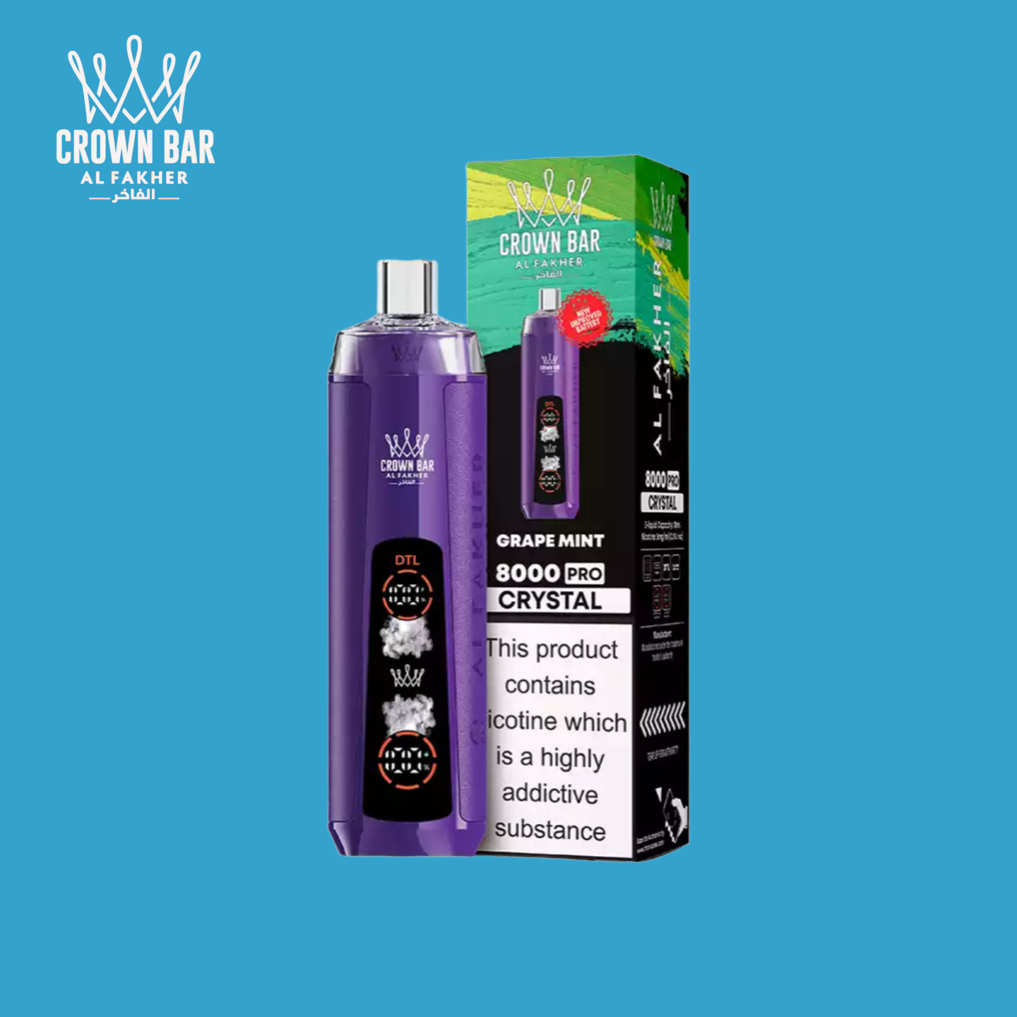 Grape Mint Al Fakher Crown Bar 8000 Puffs 