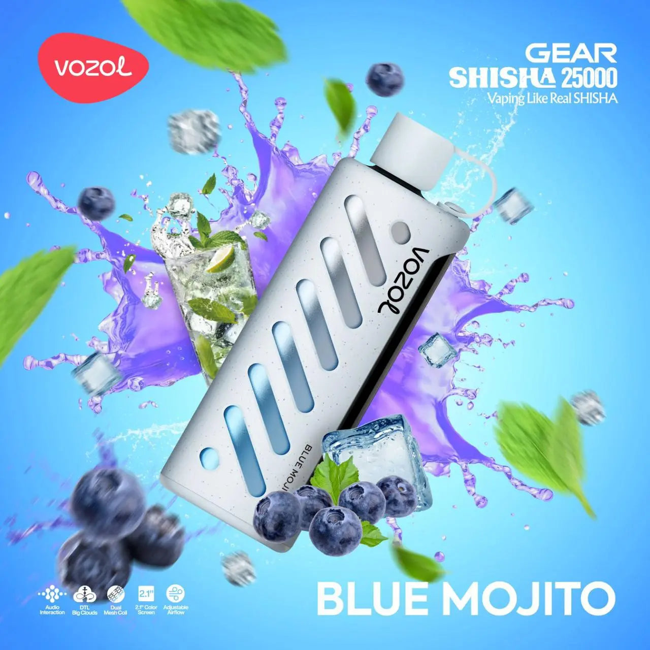 Vozol Shisha 25K Dual-Mode Einweg-Vape - Blue Mojito