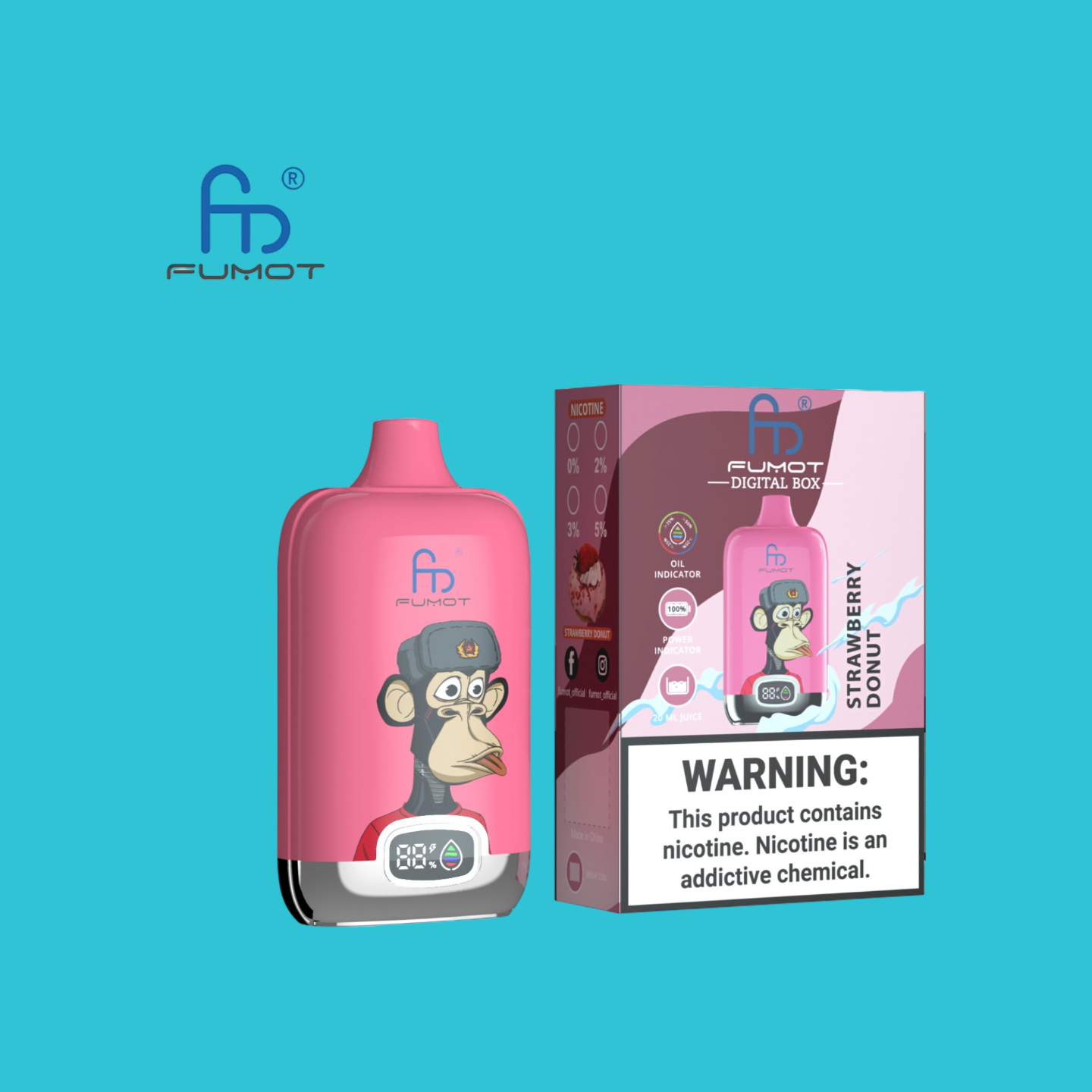 Strawberry Donut Randm Digital Box 12000 Puffs