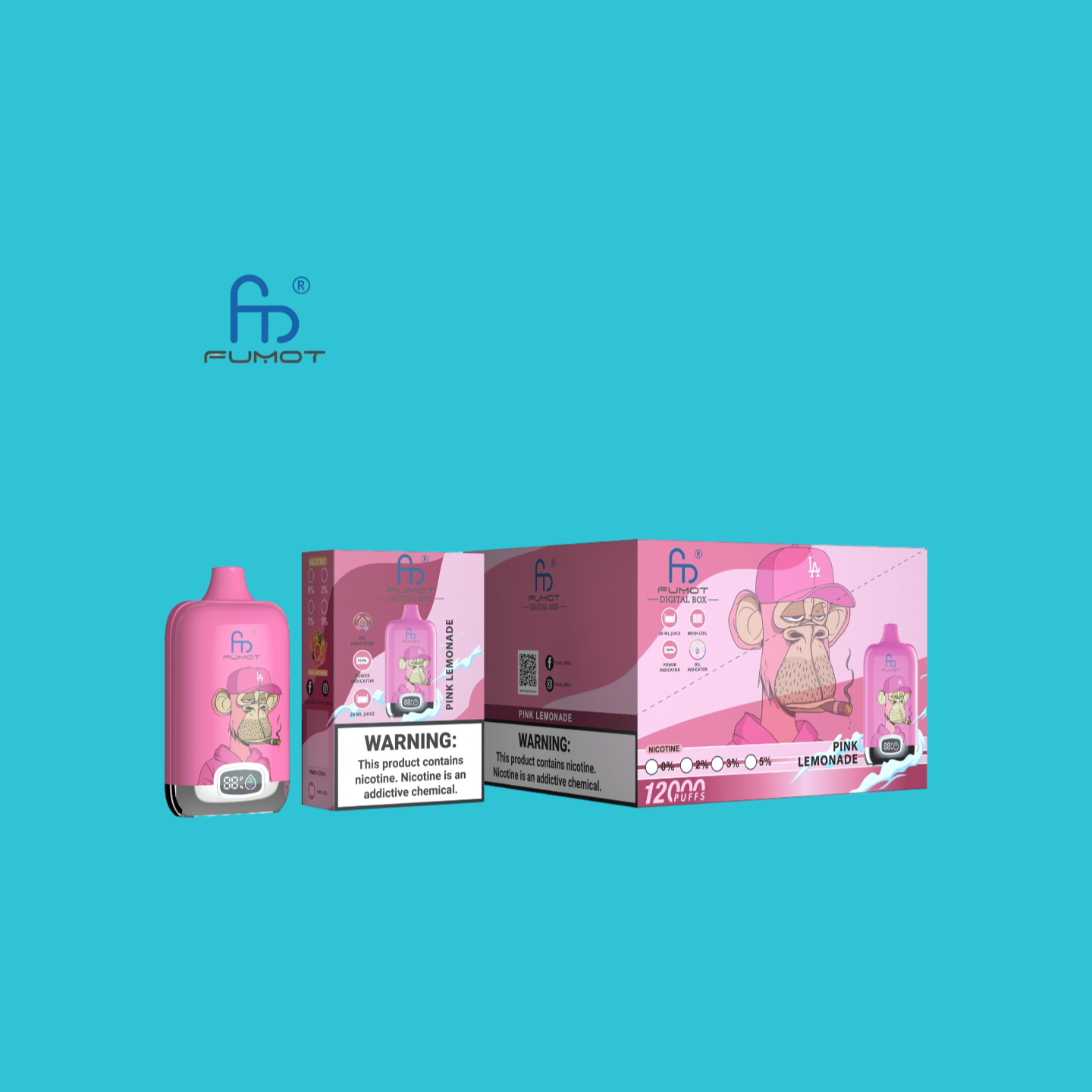 Pink Lemonade RandM Tornado Vape Digital Box 12K 