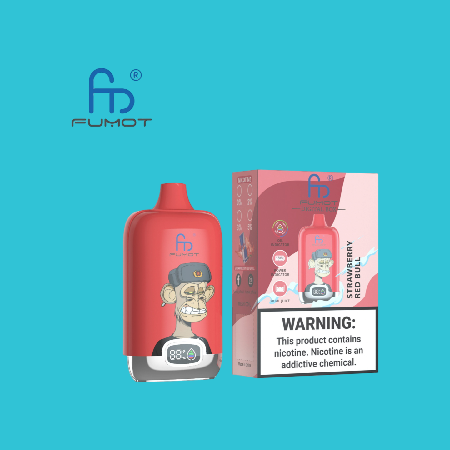 Strawberry Red Bull RandM Tornado 12000