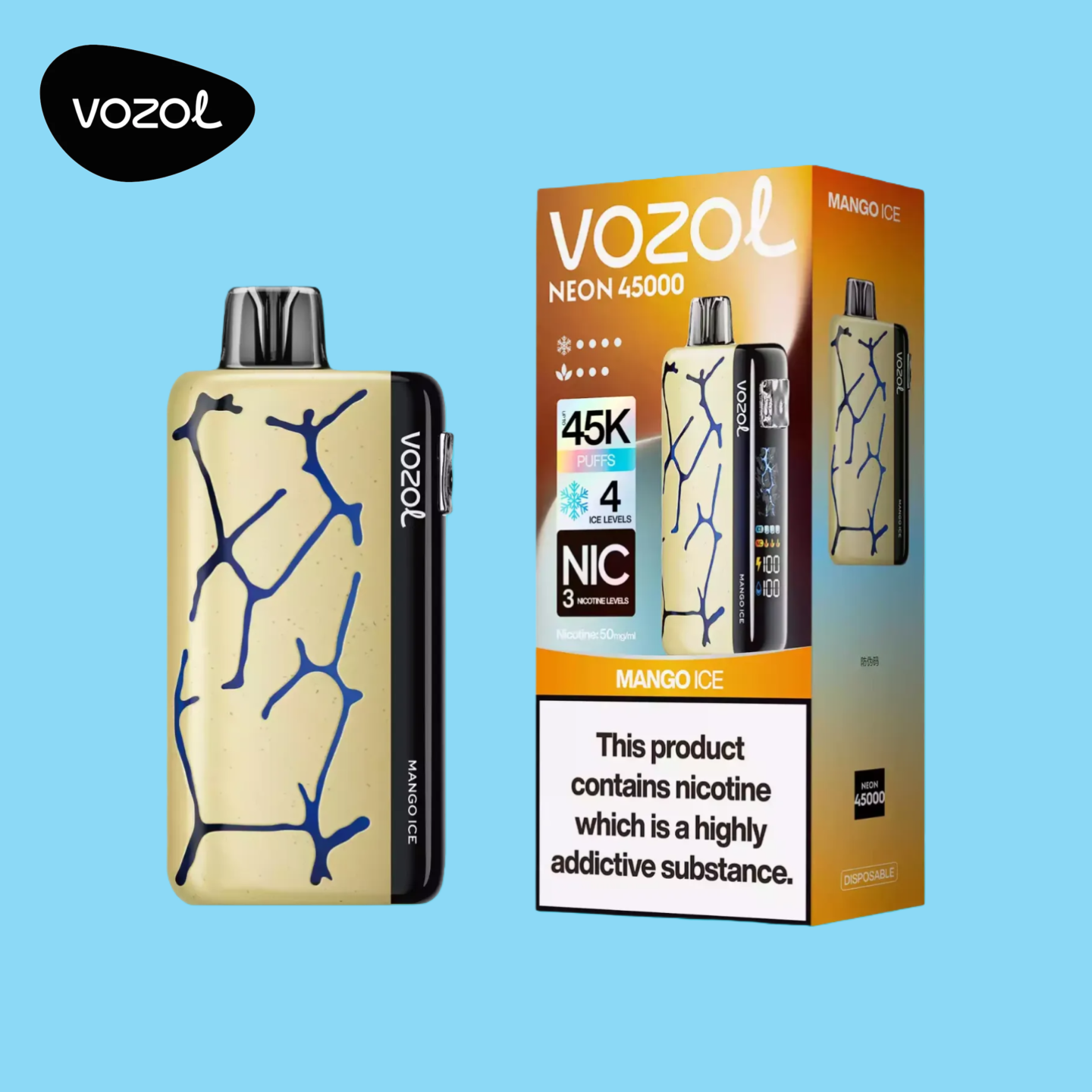 Mango Ice Vozol Neon 45000 Dual Mesh Coil Technologie