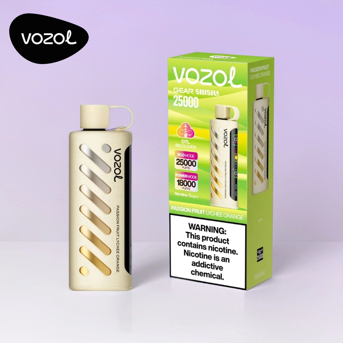 Passion Fruit Lychee Orange Vozol Gear Shisha 25K
