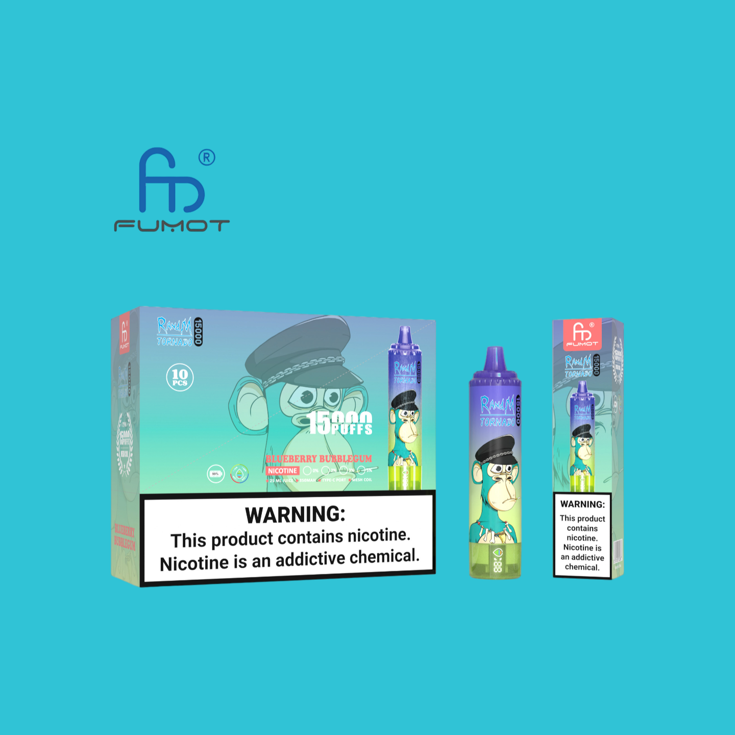 Blueberry Bubblegum RandM Tornado 15000 Puffs