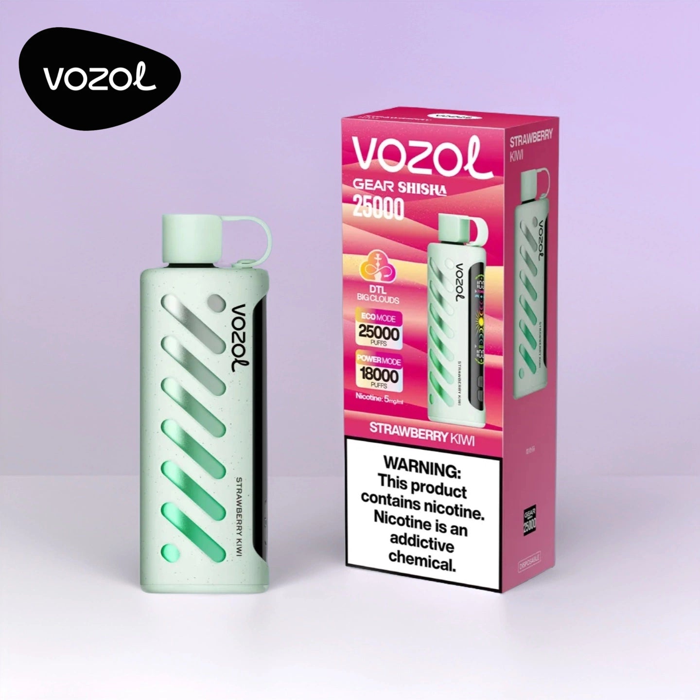 Vozol Gear Shisha 25K Dual-Mode Einweg-Vape Strawberry Kiwi