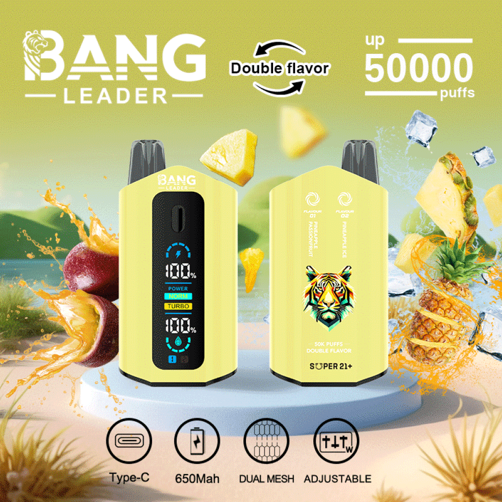 Pineapple Passionfruit & Pineapple Ice 2-in-1 Flavors Bang Leader Vape 50000